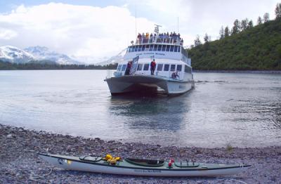 the boat drops us off in glacier bay