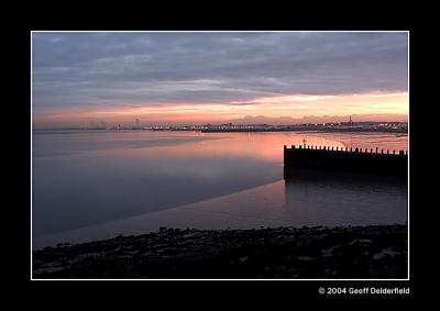 Avonmouth docks Portishead Pier - sunrise - from The Royal Hotel Portishead 1 copy.jpg
