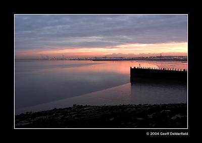 Avonmouth docks  Portishead Pier - sunrise - from The Royal Hotel Portishead 1 copy.jpg