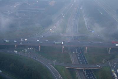 Morning mist, approach to Amsterdam