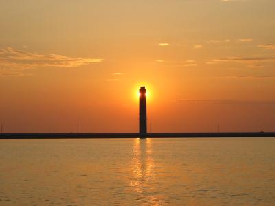 Sunrise shadow on water