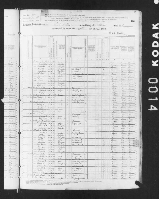 Sam Boyett 1880 Census Obion TN