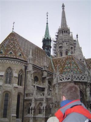 Matthias Church and Clint.  There was scaffolding on the front of the church.  Can't seem to escape it, people.