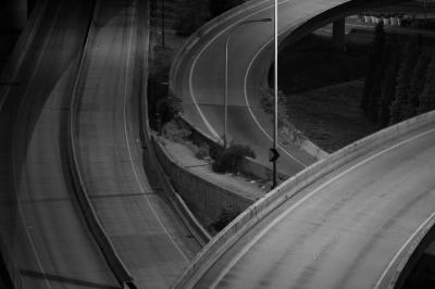 B & W Empty Freeways