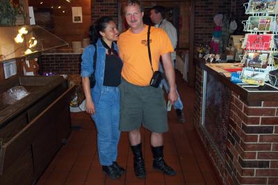 Fred (looking way cool in boots and shorts) and lovely Diane