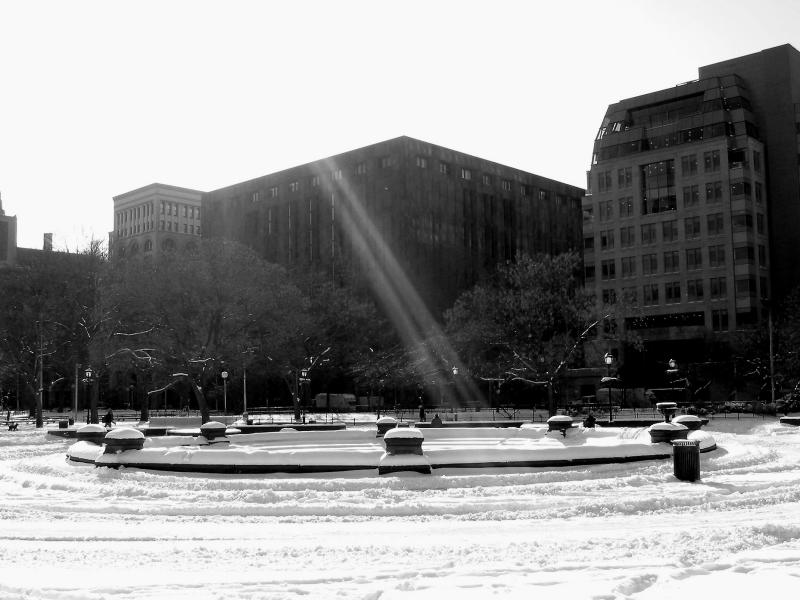 Winter Spotlight on the Fountain