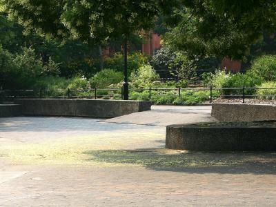 View from Fountain toward Bocce Court