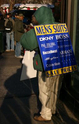 Selling Suits at 14th and University Place