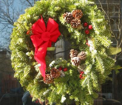 Wreath on a Door of a Real Estate Office