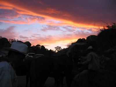 Camp at sunset
