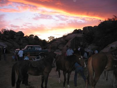 Camp at sunset