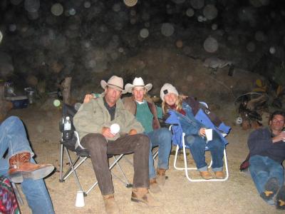 Mark, Jeanette & Yvonne enjoying campfire