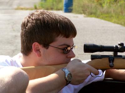 Brandon sighting in his rifle
