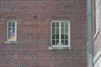 bathroom and kitchen window from outside rear