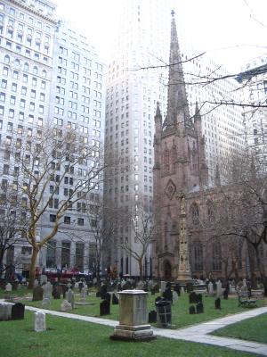 Trinity Church at the foot of Wall St.