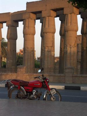 Red motorbike near Luxor Temple