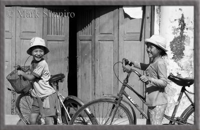 2 girls and bikes