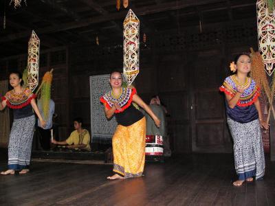 Welcoming dance at the Iban longhouse