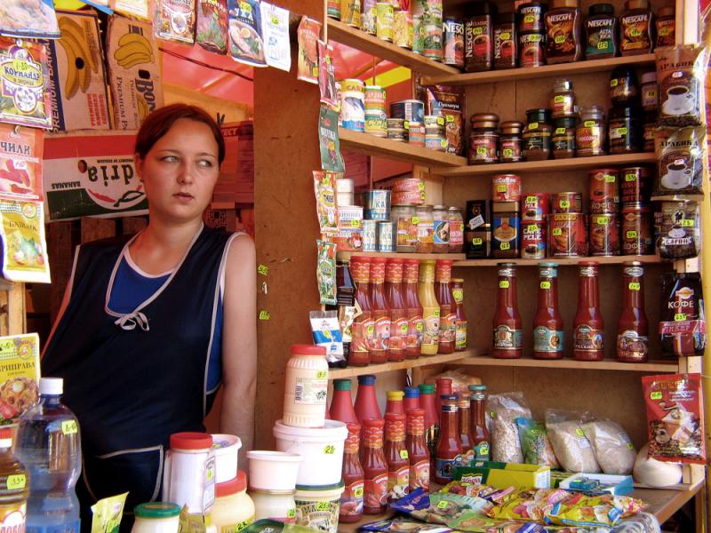 Condiment vendor, Kostroma, Russia, 2003