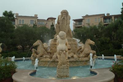 fountain in the center of the resort