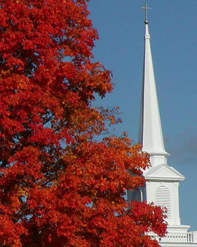 Church Steeple in Fall