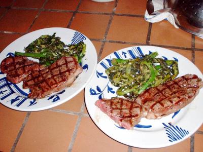 blade steaks and broccoli rapini