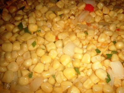 sauteed corn with jalapeno (red and green) and onions