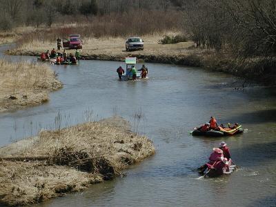 Heading down river.