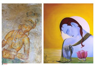 For Champa: Sigiriya Fresco and Jeune homme bleu au lotus rose