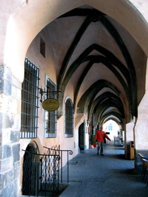arched walkway and cellar pub