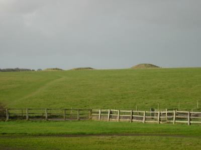 Barrows (ancient burial mounds) on the hill.