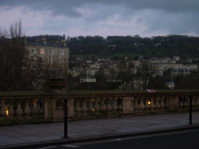 The lights of the other side of Bath across the river.