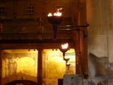 The torches around the Great Bath, lit for us.