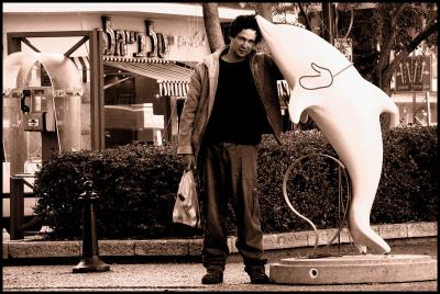 I believe this photo is telling a story of the impossible love between a drunken man and his “beloved” plastic Dolphin. I was wandering around Tel-Aviv (Israel) area with my 707 trying to find a good snapshot photo for this Challenge. Suddenly, he was there, talking to the Dolphin. Just one Click and there you have it… a true love story.