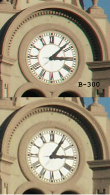 D7 bare lens at full telephoto (200 mm equivalent) vs With Olympus B300