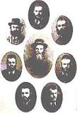 Sholom Miller(center), surrounded by his seven sons.