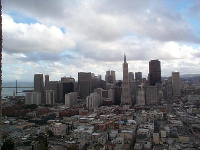 from Coit tower towards downtown