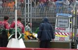 Adrian Fernandez on the stretcher after the horror crash