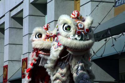 Lion Dancing at Chinese New Year in Penang, Malaysia