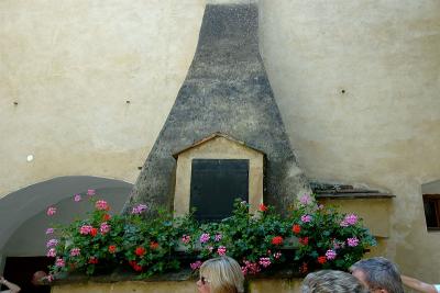 Outdoor Fireplace in Small Courtyard