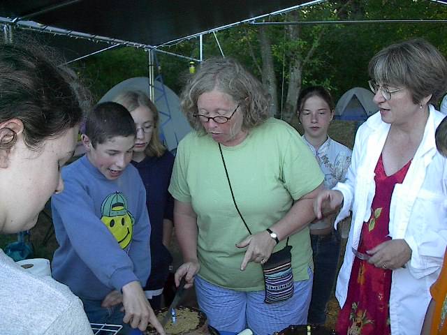121 Birthday girl cuts her cake.