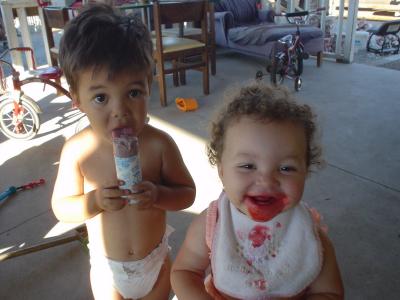 Cooper and Leila eating a push-up