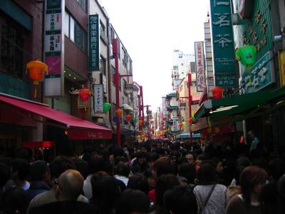 Crowded street in Chinatown