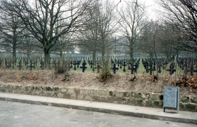 Crosses as far as the eye can see, German war cemetery. Chemin des Dames