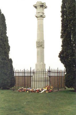Flowers from the French and Germans at the Loyal North Lancs Memorial:  Cerny, Chemin des Dames. France