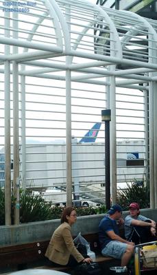 October 2002 - outdoor smoking area for travelers at Los Angeles Intl Airport