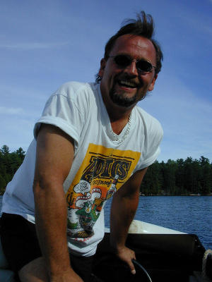 At the cottage - Rick on Speedboat