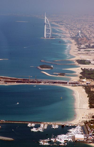Beach from the Dubai International Marine Club toward the Burj