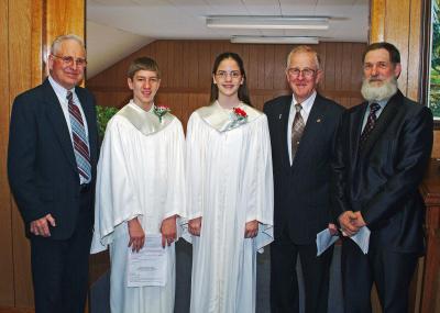 The Confirmands with Some of St. John's Church Officers - Larry Kolpin, Herb Kracht, and Jesse Fastenow