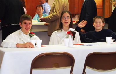 The Confirmands with Brother Evan Laursen at the Reception
